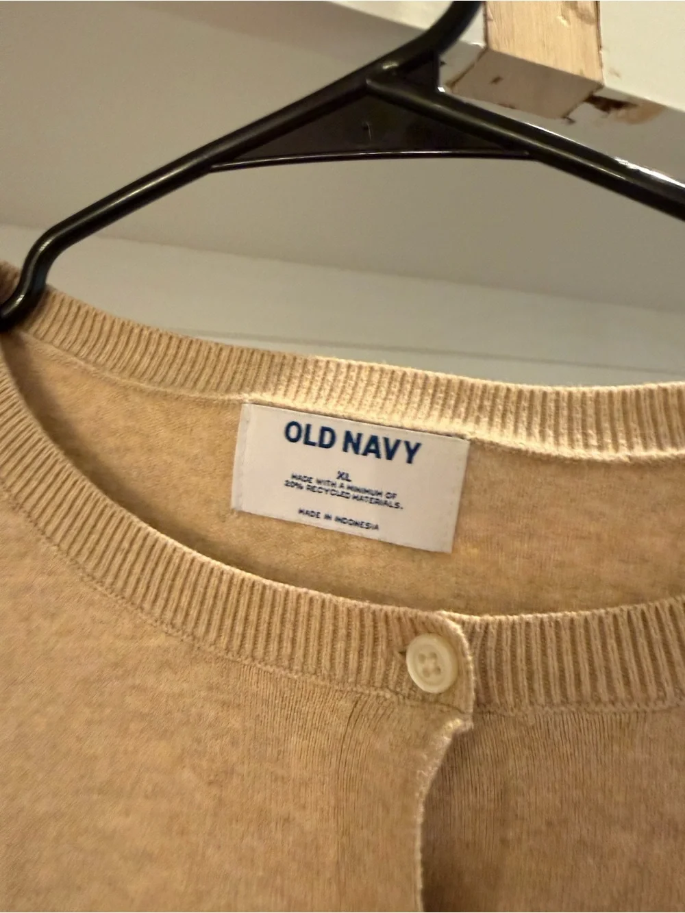 Old Navy Women's Tan Button-Front Crewneck Cardigan